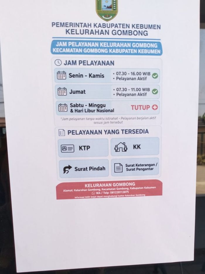 Jam Pelayanan Kelurahan Gombong 2026 01
