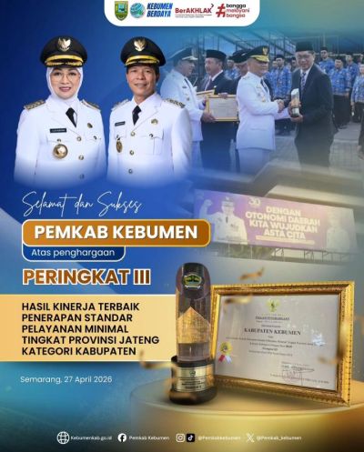 Hasil Kinerja Terbaik Penerapan Standar Pelayanan Minimal Tingkat Provinsi Jateng Kategori Kabupaten